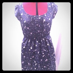 Navy blue daisy print dress
